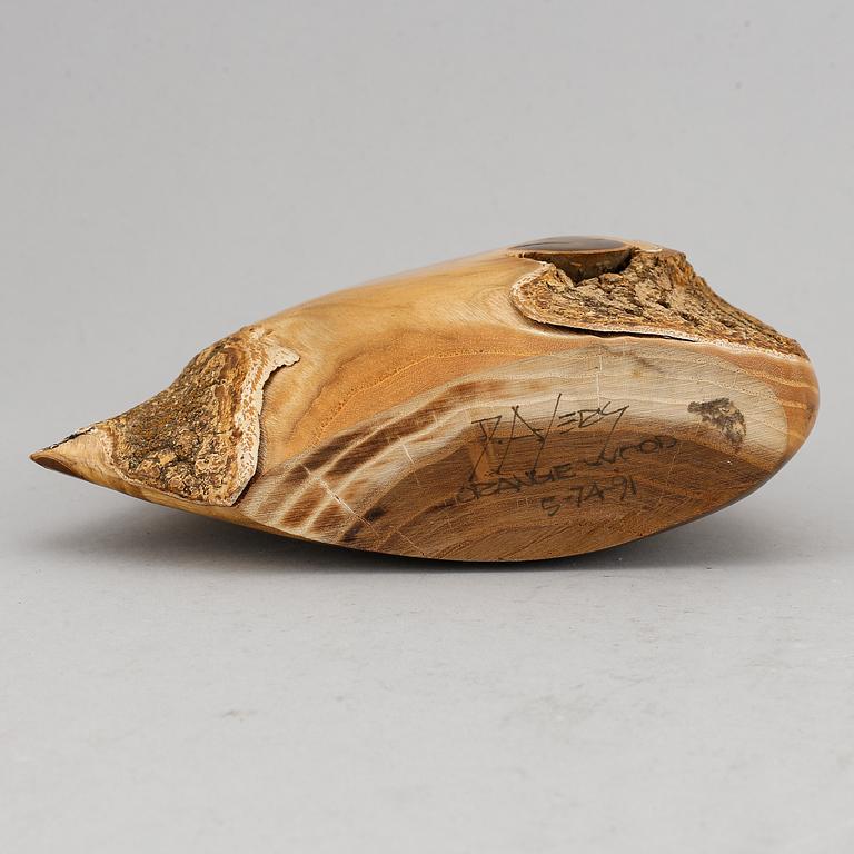 Doug Ayers, Orange wood bottle, signed.