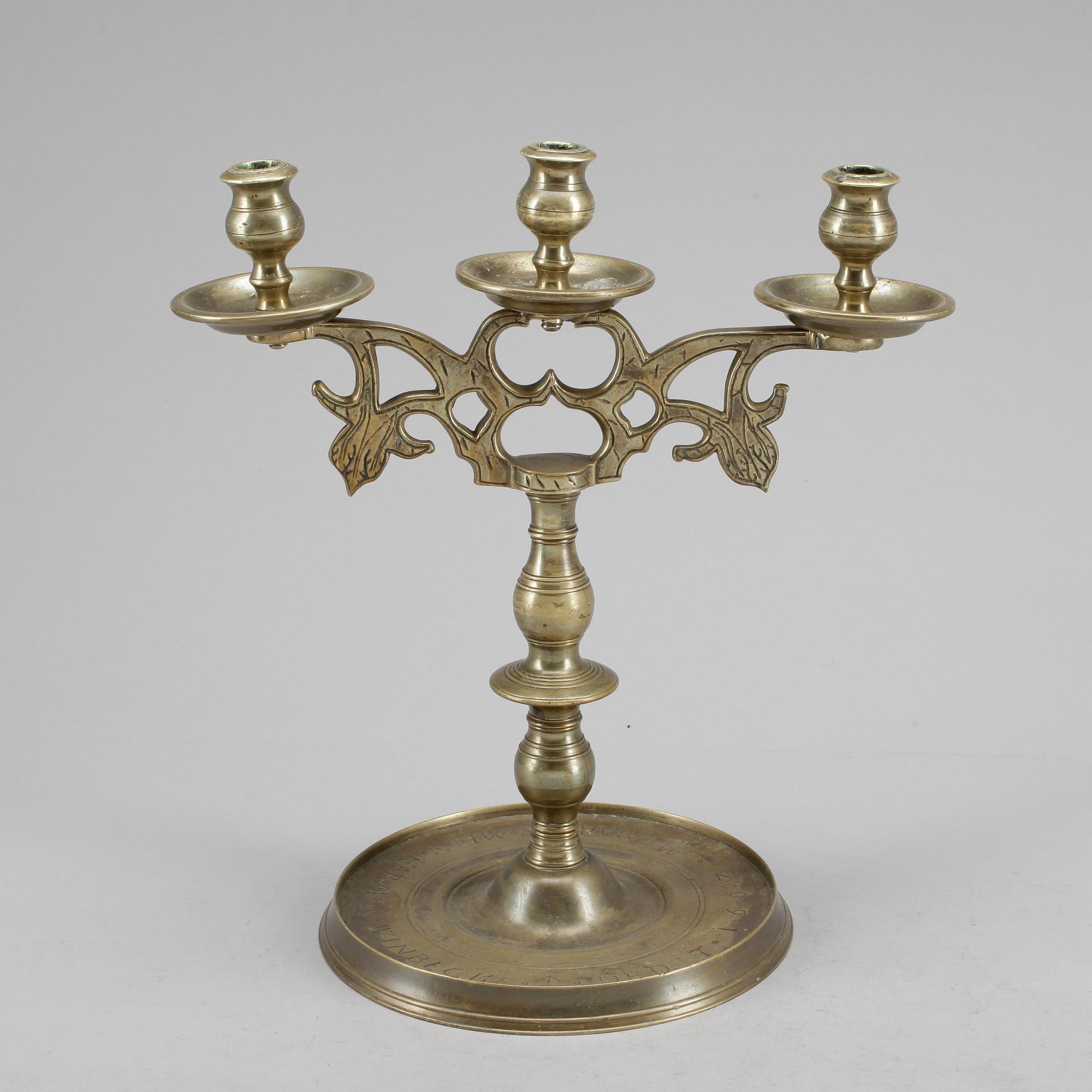 LJUSSTAKE, mässing, 1800-tal.