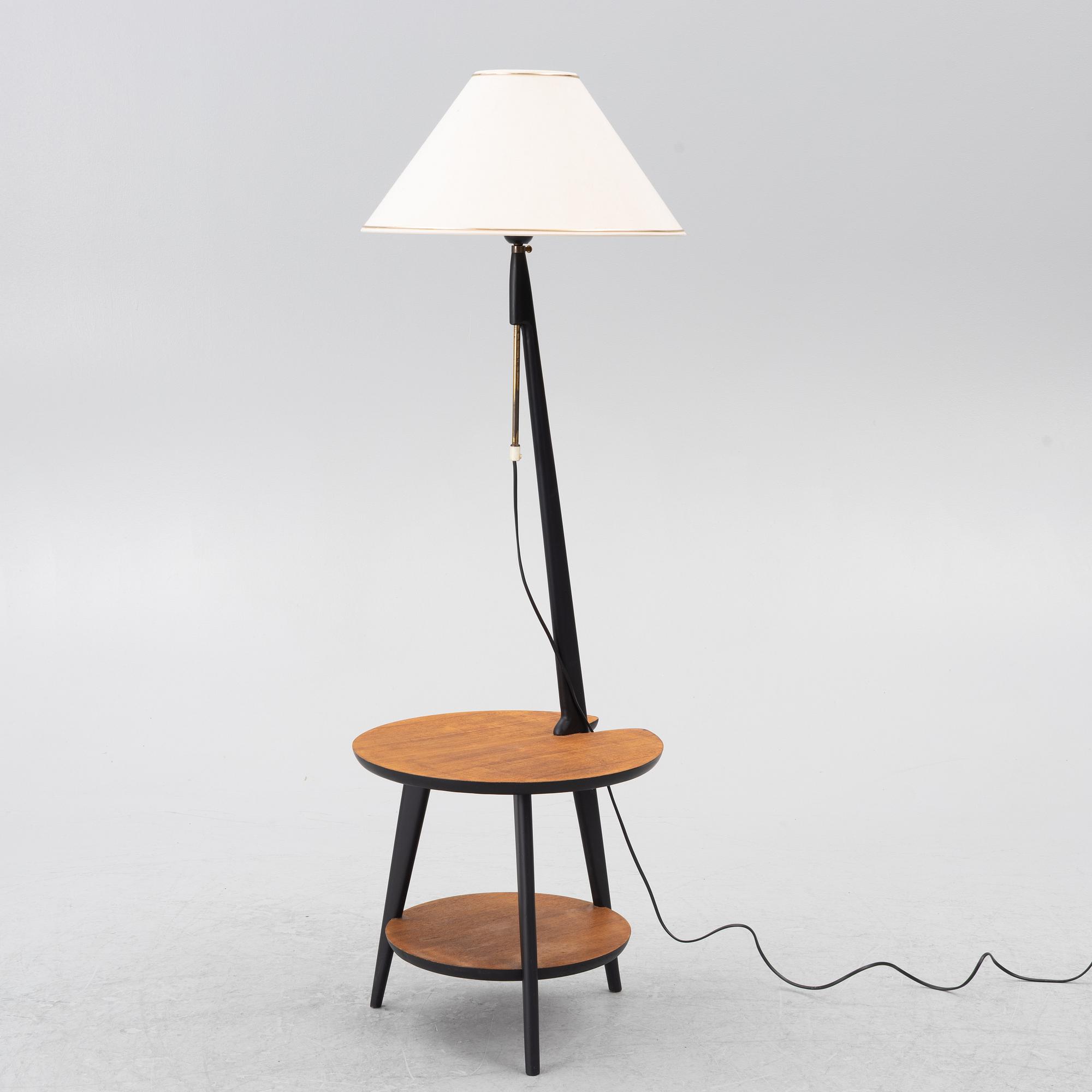 Golvlampa med bord, möjligen Lars Schiøler, Hoyrup Danmark 1960-tal.