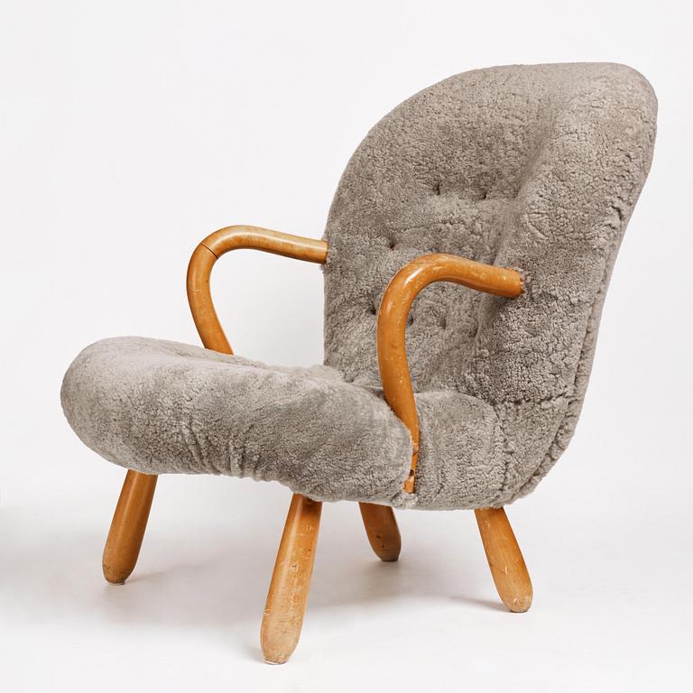 Swedish Modern, fåtölj "Clam Chair" / "Musling", Sune Johanssons Möbelfabrik i Nässjö. 1940-50-tal.