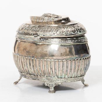A Swedish silver Empire sugar box, mark of Jacob Gustaf Bursell, Jönköping 1834.