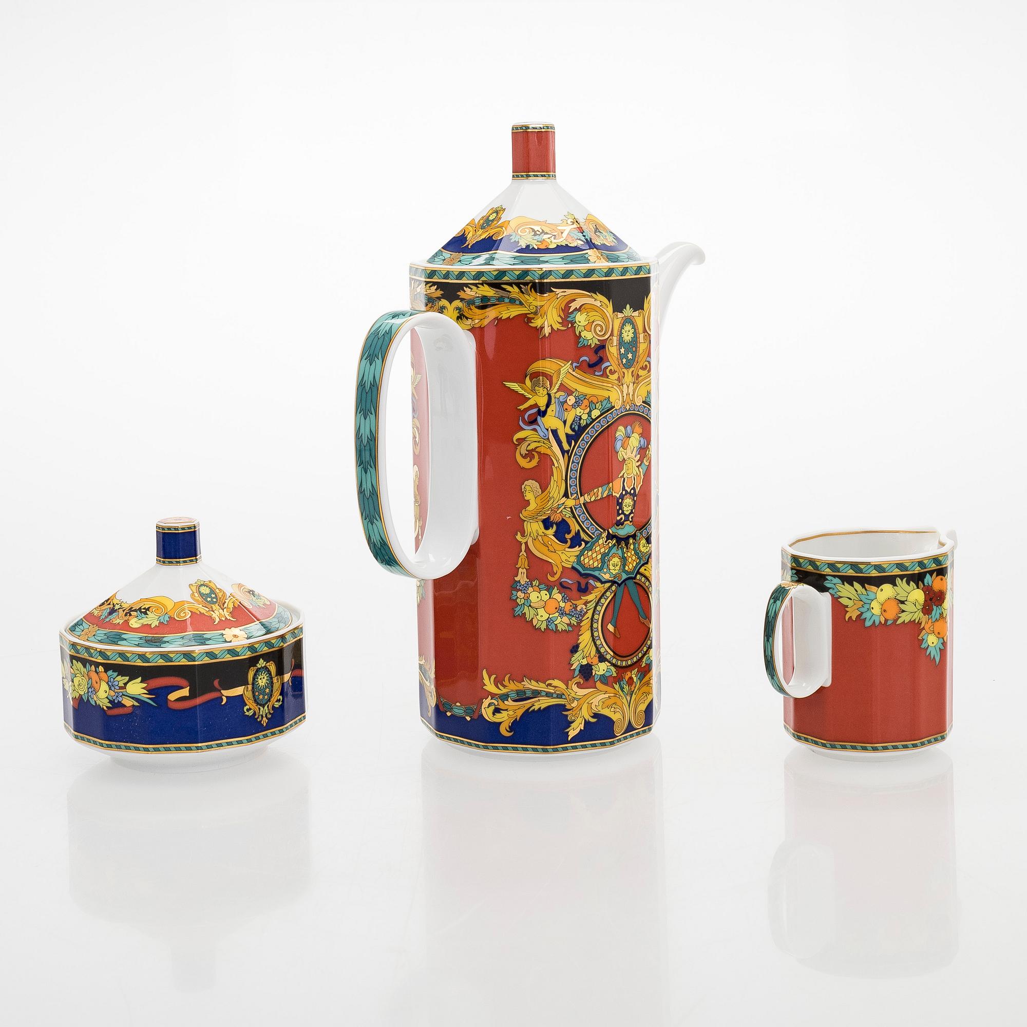 Versace, astiaston osia, posliinia, 9 kpl, "Le Roi Soleil" Rosenthal, 1990-luku.