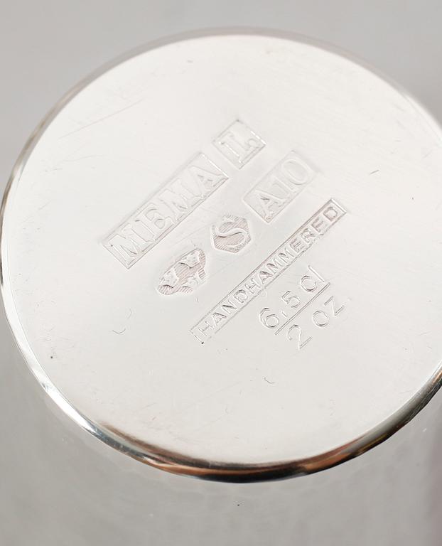 PUNCHMUGGAR, 12 st, silver, Mema, 1975. Vikt ca 479 gram.