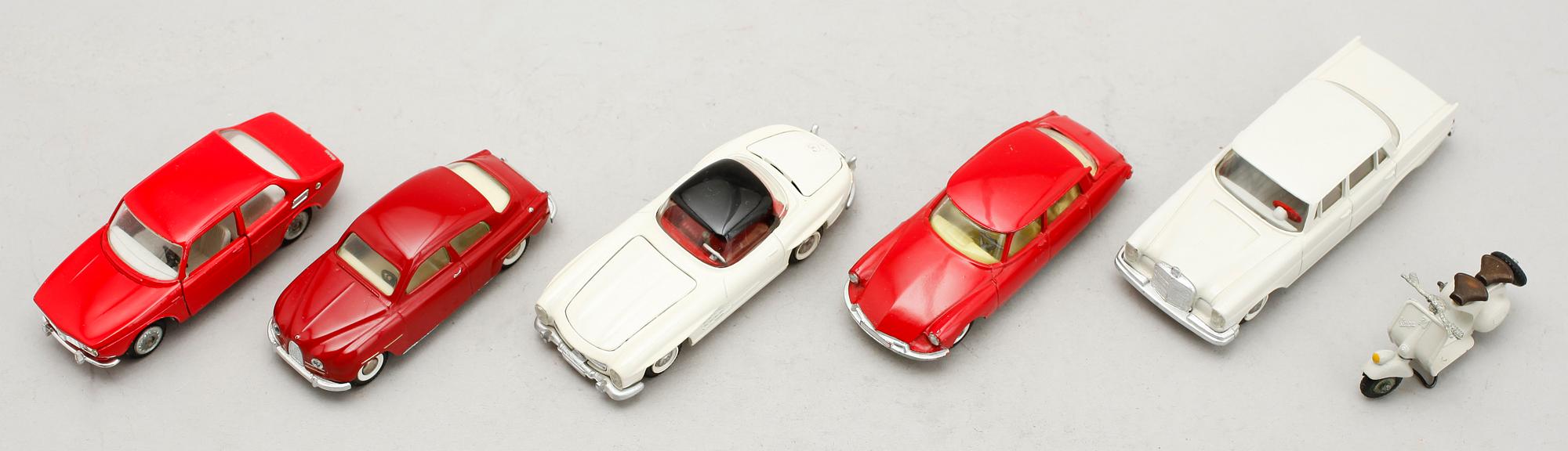 SAMLING LEKSAKSMODELLER, 6 delar, Tekno samt Corgi Toys.