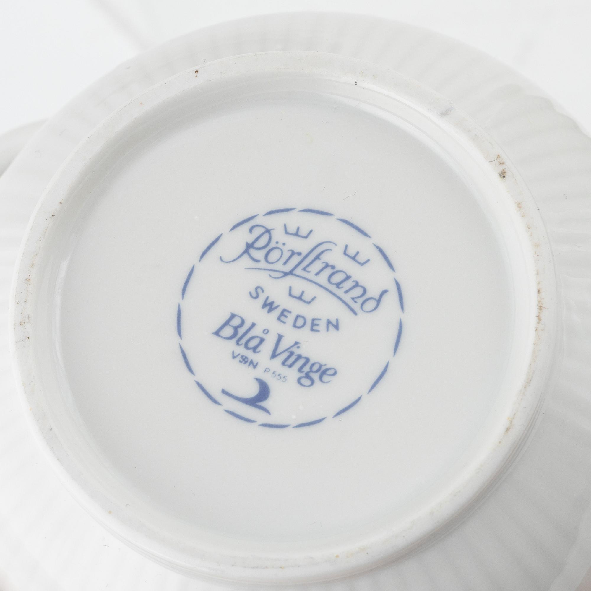 Mat- och kaffeservis, 49 delar, porslin, "Blå Vinge", Rörstrand.