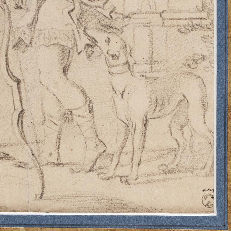 JAN MYTENS, hans krets. Osignerad. Bildyta 24 x 35,5 cm.