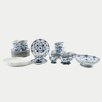 Service Parts 19 pcs "Musselmalet" Full Lace and Half Lace Royal Copenhagen Denmark 1974-1999 Porcelain.