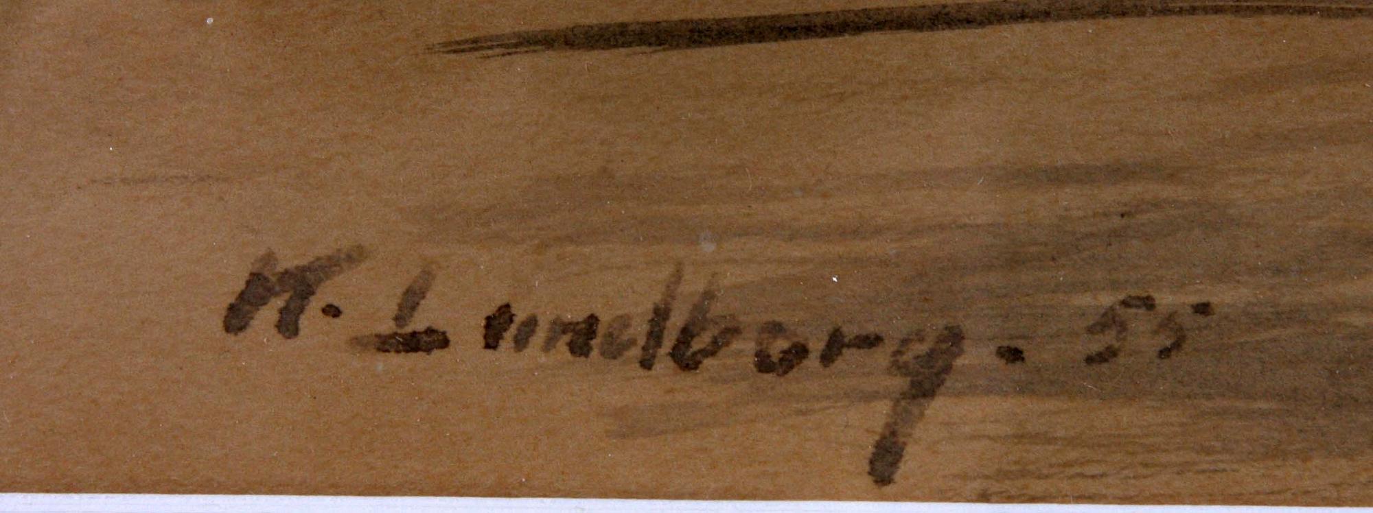 AAGE JESSEN och KARL LUNDBORG, olja på duk resp tuschlavering, sign.