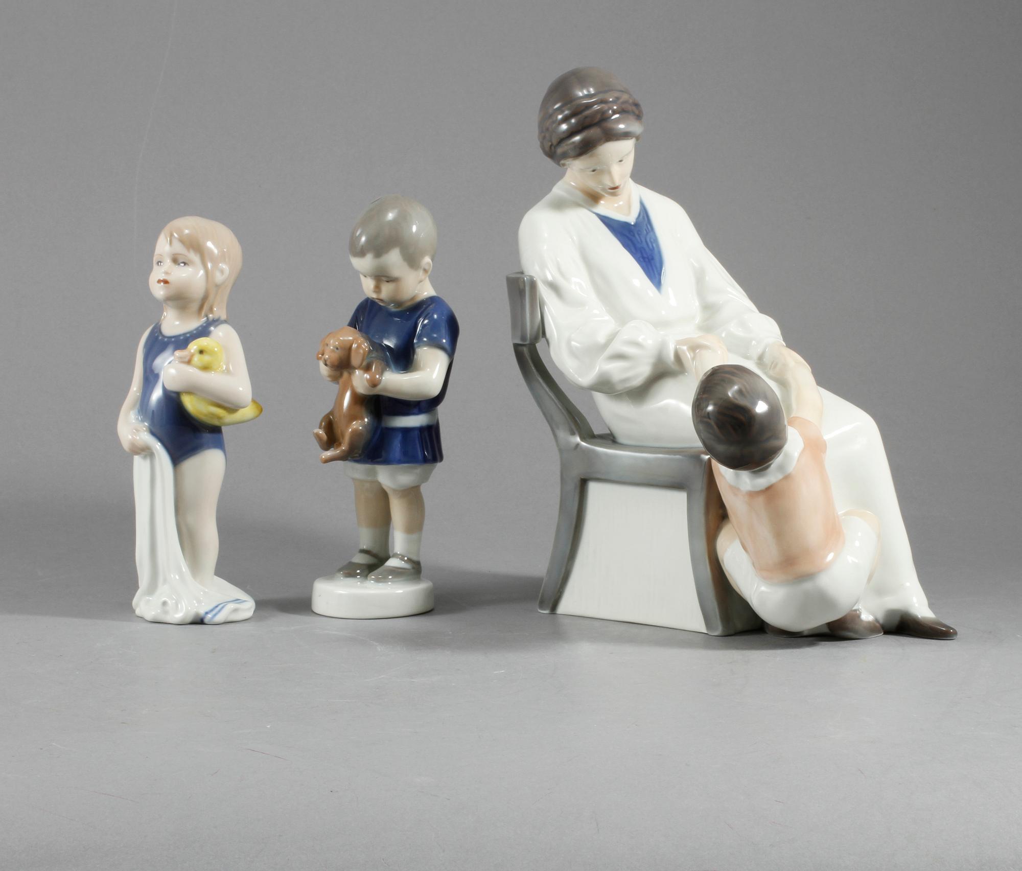 FIGURINER, 3 st, porslin, Royal Copenhagen, Danmark, 1900-tal.