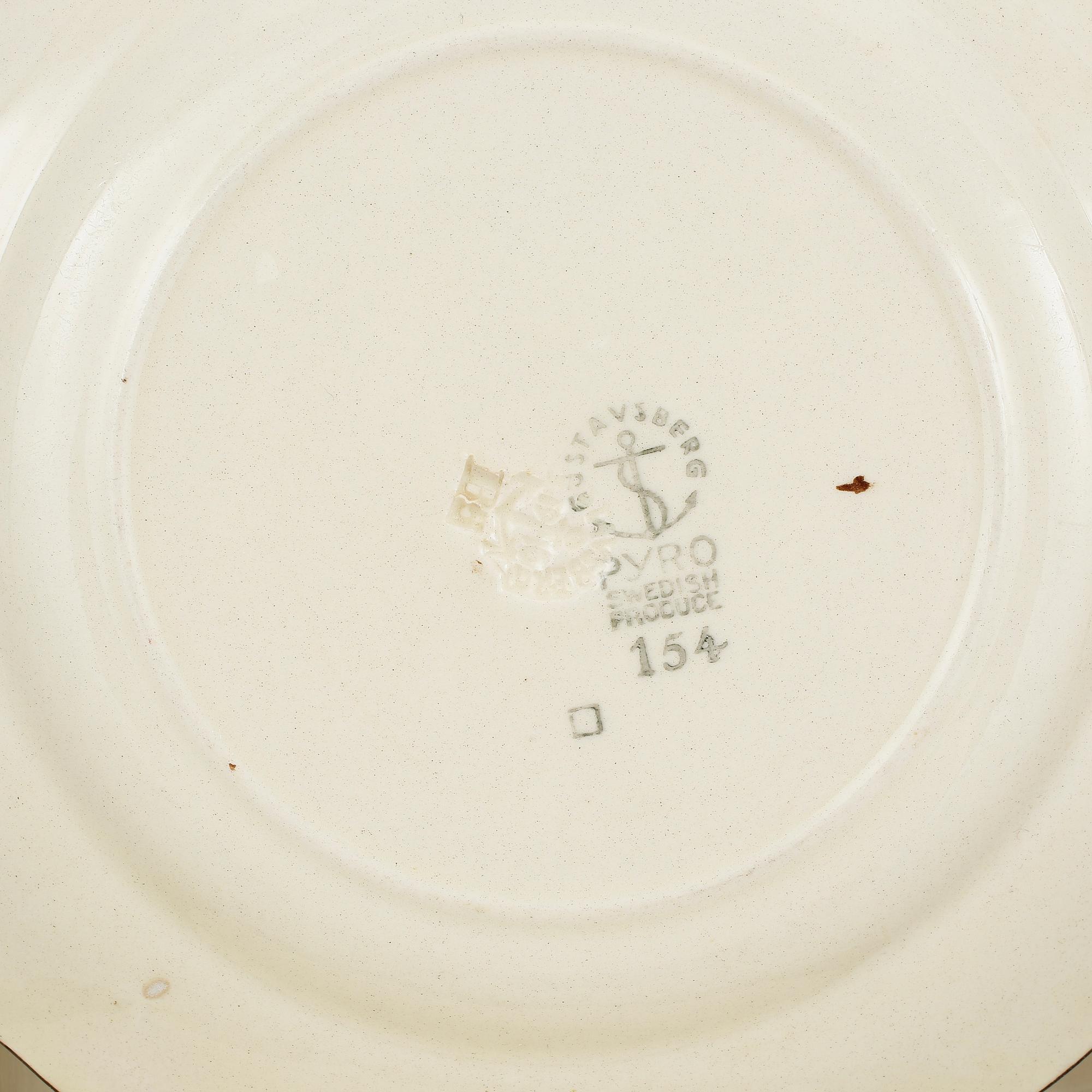SERVISDELAR, 8 st, flintgods, Pyro Brun, Wilhelm Kåge, Gustavsberg, 1900-tal.