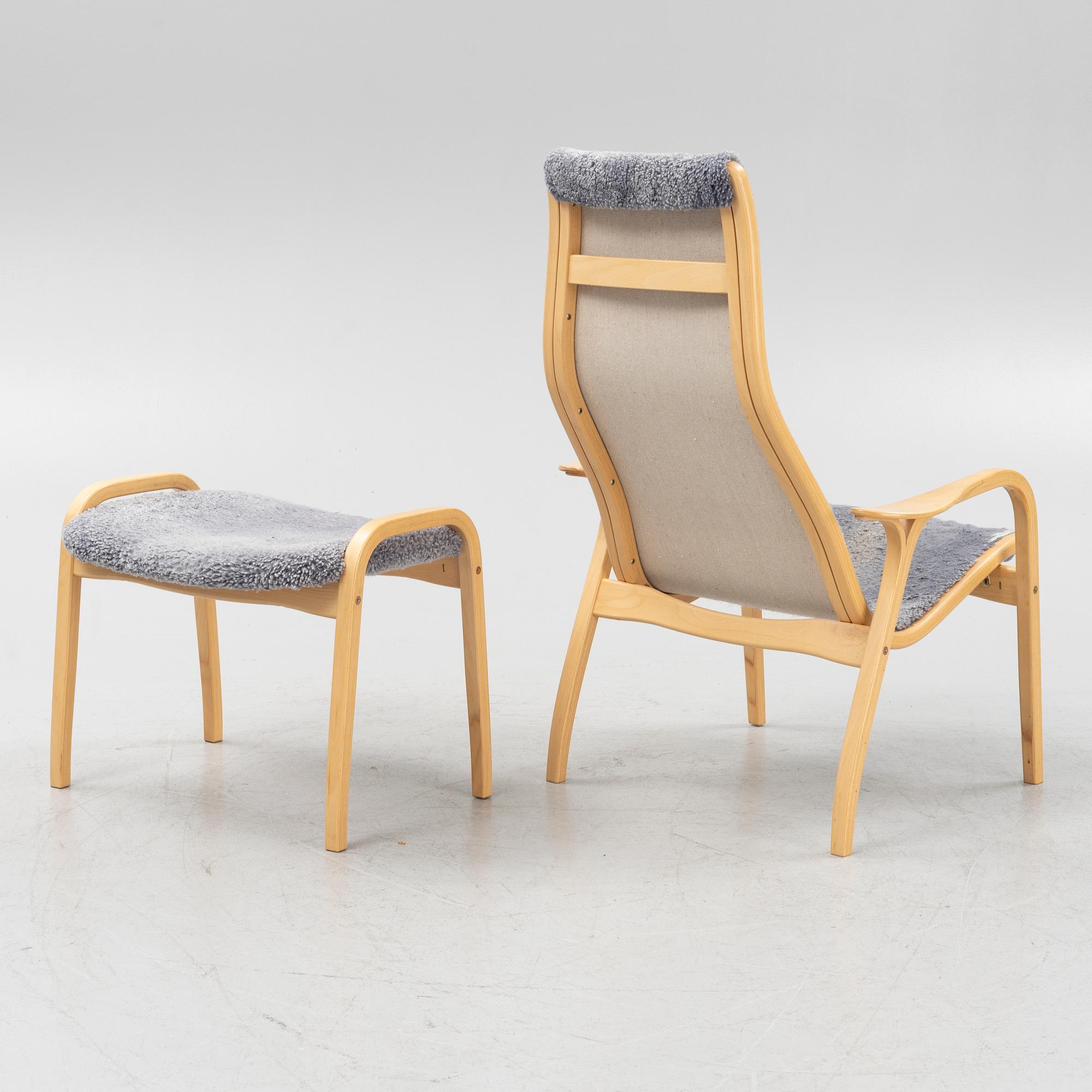 Yngve Ekström, A 'Lamino' easy chair with stool, Swedese, dated -07.