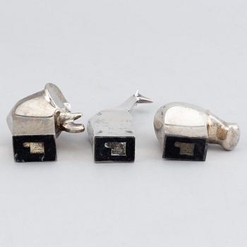 Gunnar Cyrén, figuriner, 3 st. Silverpläterad zink. Dansk Designs, Japan.