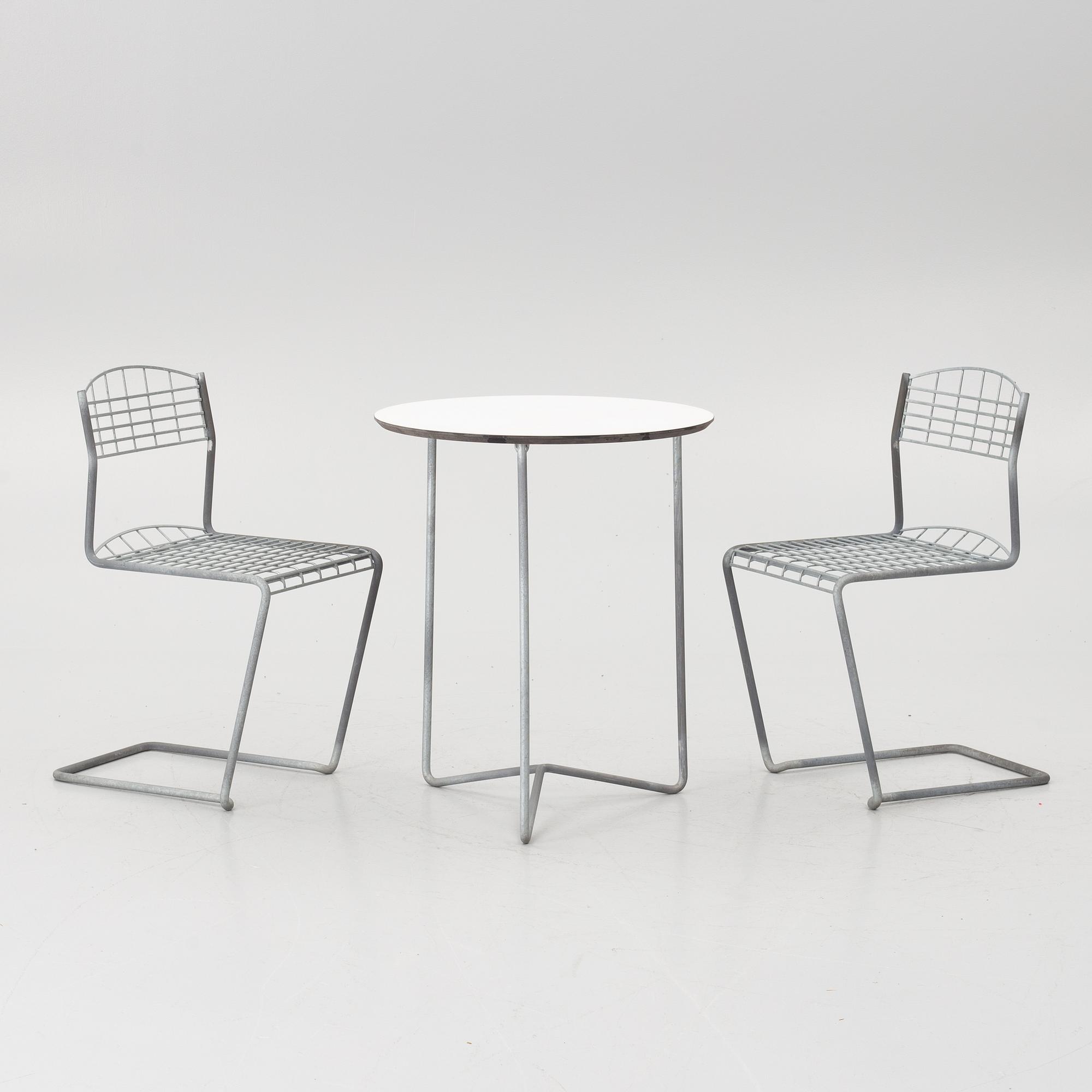 Nils Strinning, a pair of garden chairs and a table, 'High Tech', Grythyttan.