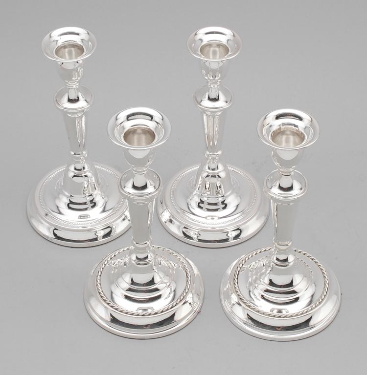 LJUSSTAKAR, 2 par snarlika, silver, Cito (Fredericia, Danmark 1963-79).