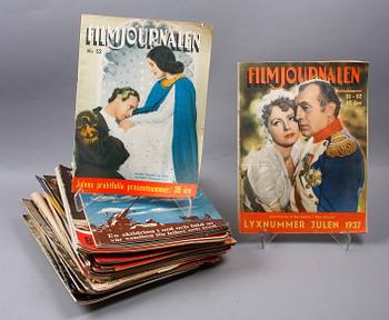 TIDSKRIFTER, 37 st, bla Filmjournalen och Veckojournalen. 1930-60-tal.