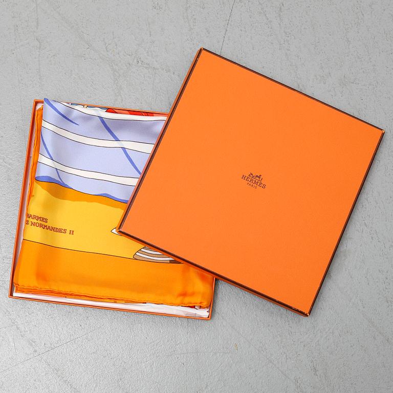 HERMÈS, a 'Charmes des Plages Normandes II' silk scarf.