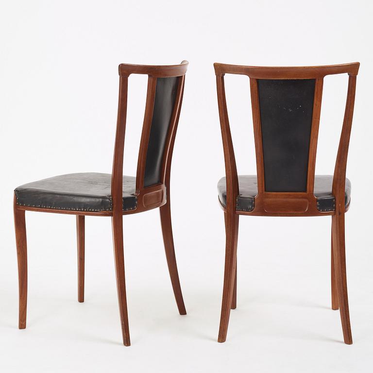 Carl-Axel Acking, a set of eight mahogany chairs, executed by Torsten Scholllin for the Stockholm Association of Crafts, 1950s.