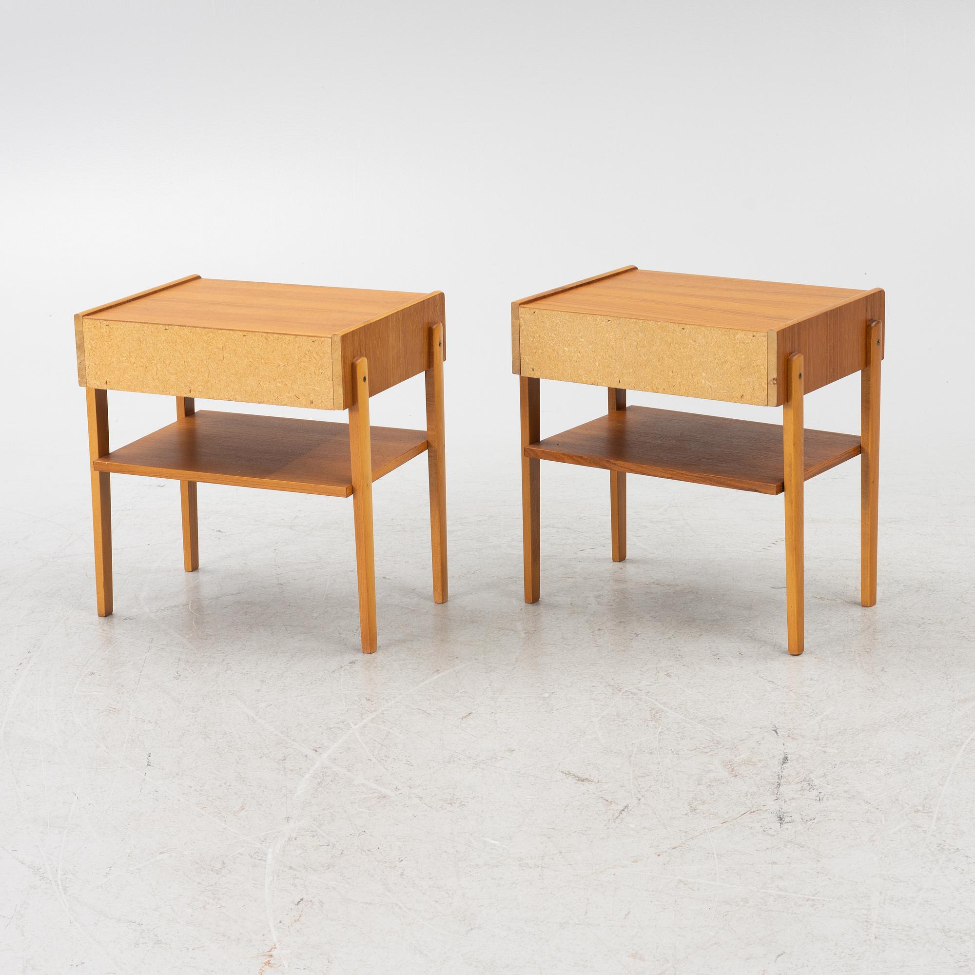 Bedside tables, a pair, 1950s.