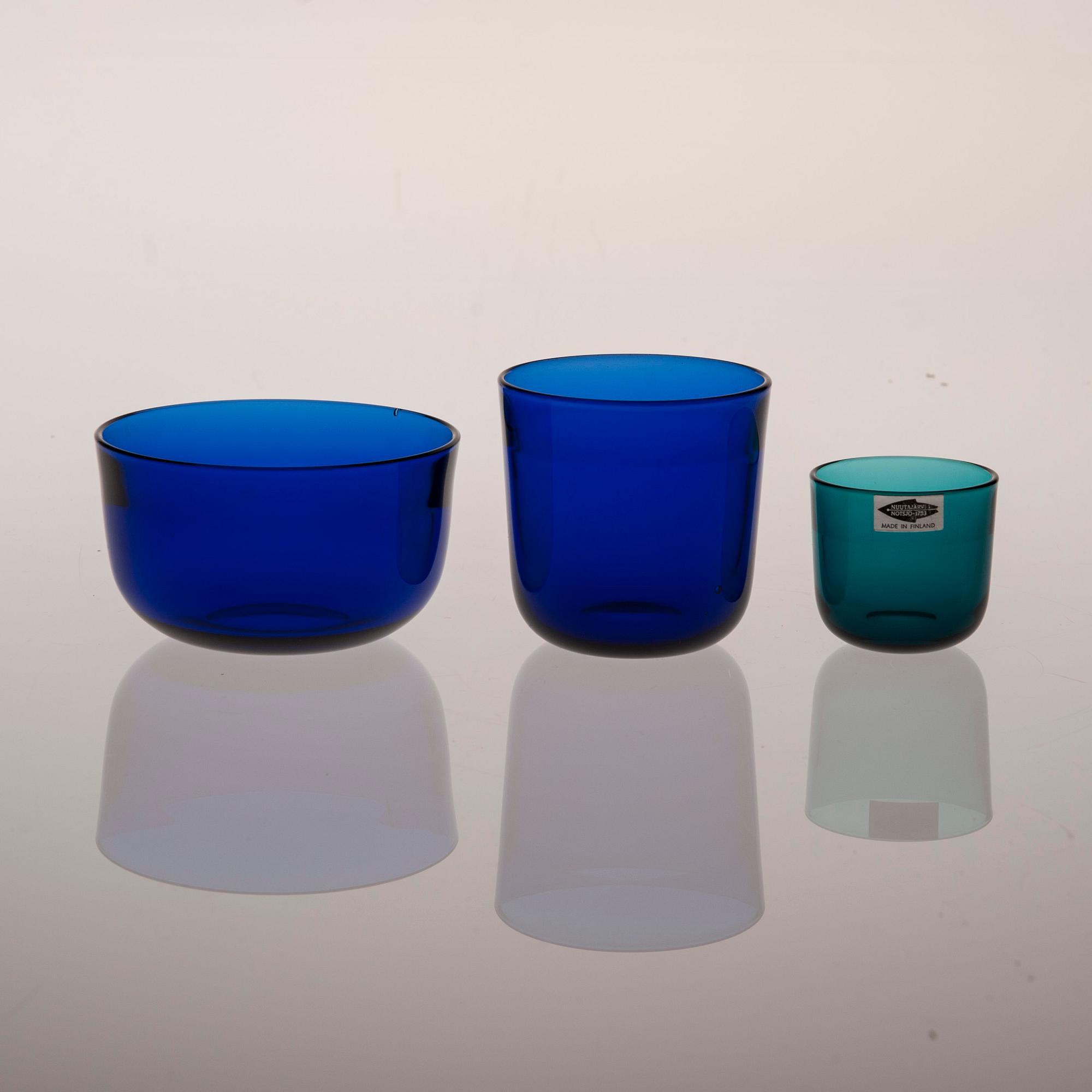 SERVISDELAR, 15 st, glas, "Fasetti", Kaj Franck, Nuutajärvi Notsjö 1960-tal.