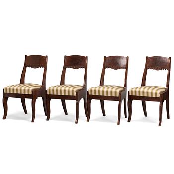 Four c. 1820-40's Russian side chairs.