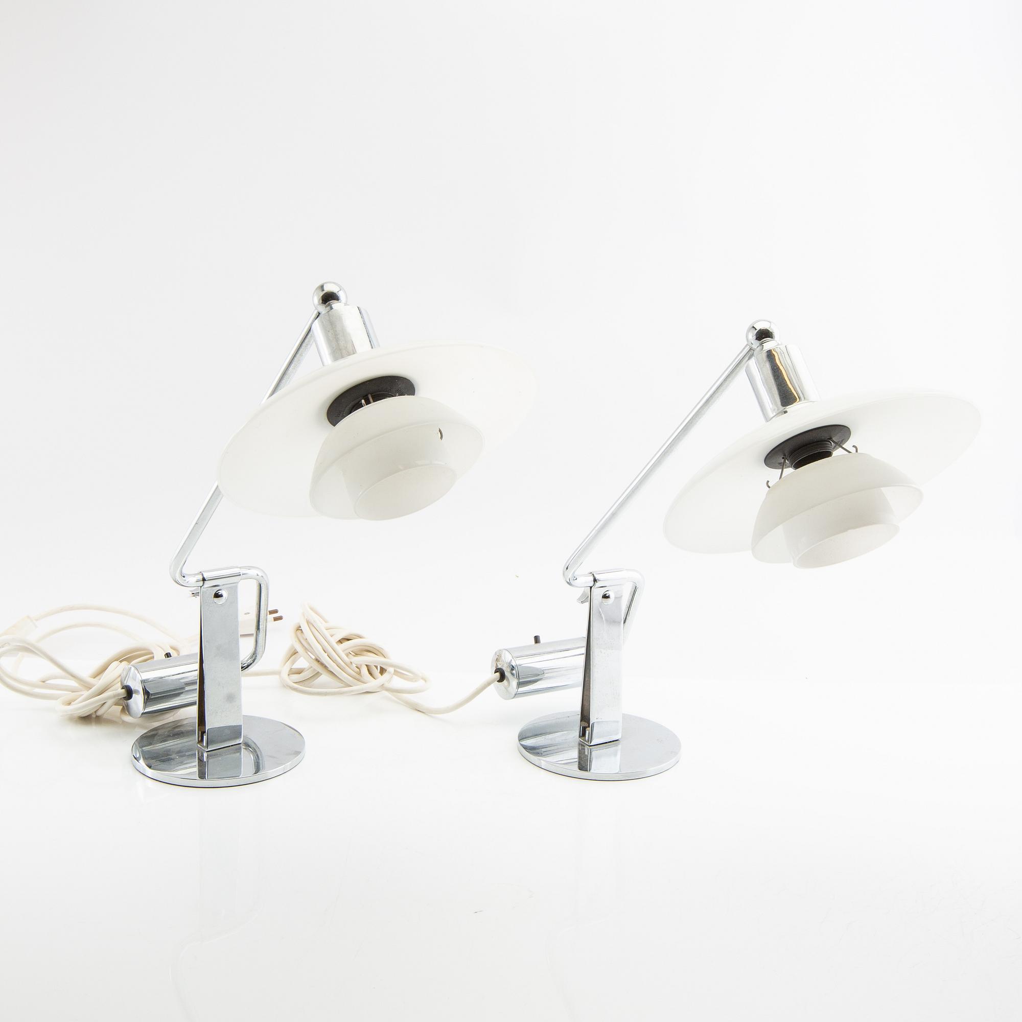 Poul Henningsen, pianolampor/kiplampor, ett par, "PH-2/1", Louis Poulsen, Danmark, 1900-tal.