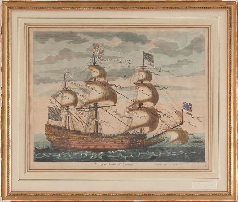KOPPARSTICK, 2 stycken, kolorerade, 1800-tal.