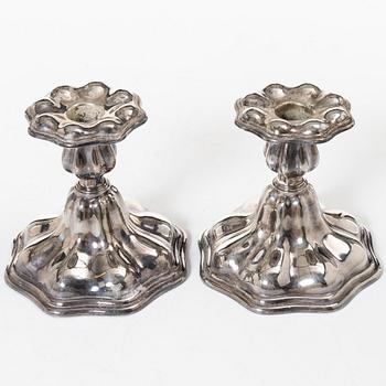 Ljusstakar, ett par, silver, C G Hallberg, 1955.