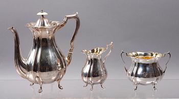 KAFFESERVIS, 3 delar, silver. GAB, Stockholm. 1941-43.