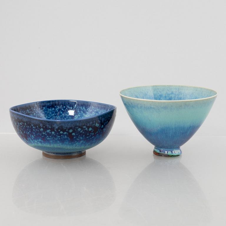 Berndt Friberg, a set of two stoneware vases and three bowls, Gustavsberg Studio 1965-74.