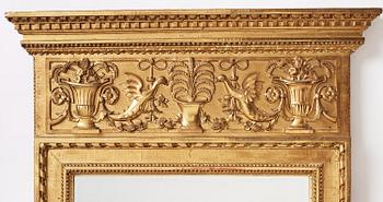 A late-Gustavian giltwood mirror, Stockholm, late 18th century.