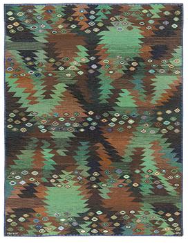 BARBRO NILSSON, a carpet, flat weave, "Tånga brun och grön", 278 x 213 cm, signed AB MMF BN.