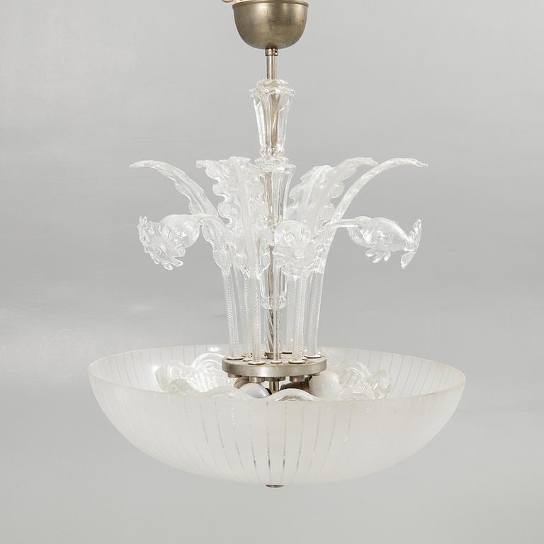Fritz Kurz, Attributed, ceiling lamp, Orrefors, mid-20th century.