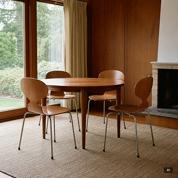 Arne Jacobsen, four 'Ant' chairs, Fritz Hansen, Denmark, 1950s/60s.