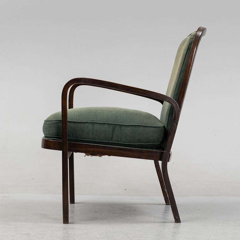 Sigurd Lewerentz, attributed, a stained beech easy chair, Gemla, Diö, 1930's.