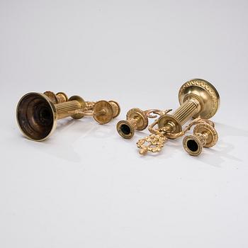 KYNTTELIKKÖPARI, messinkiä, Louis XVI-tyyliset, 1800-luvun loppu.