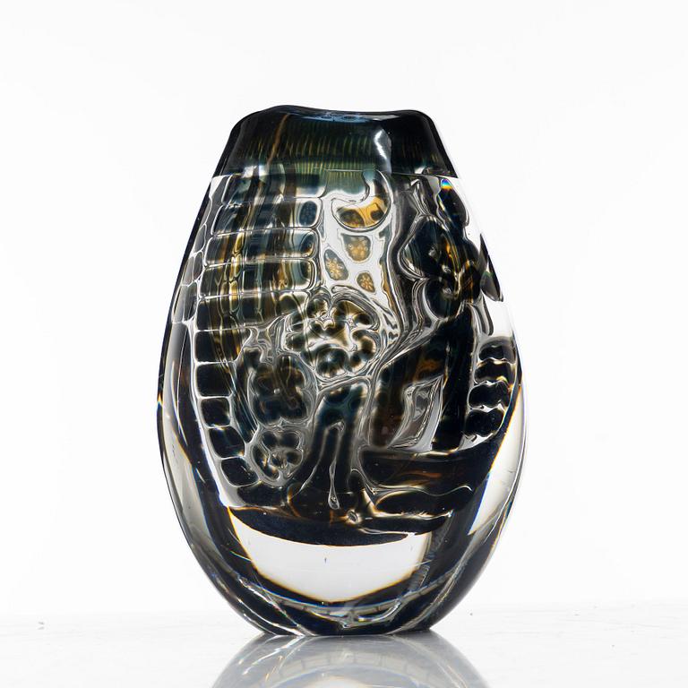 Edvin Öhrström, an Ariel glass vase "The Girl and the Gondolier", Orrefors 1959.