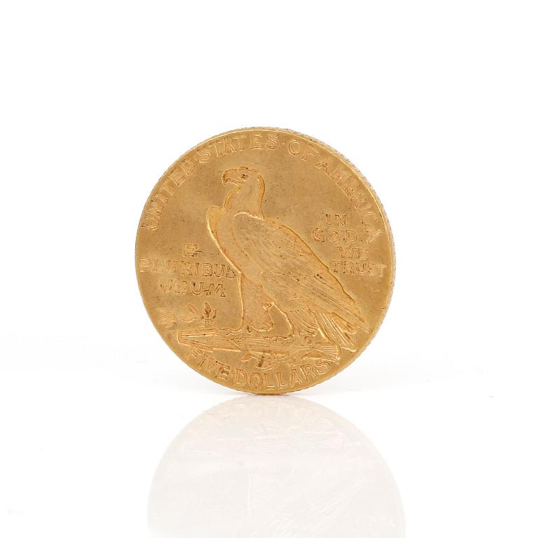 GULDMYNT, 5 Dollars, USA 1911. Vikt ca 7 g.