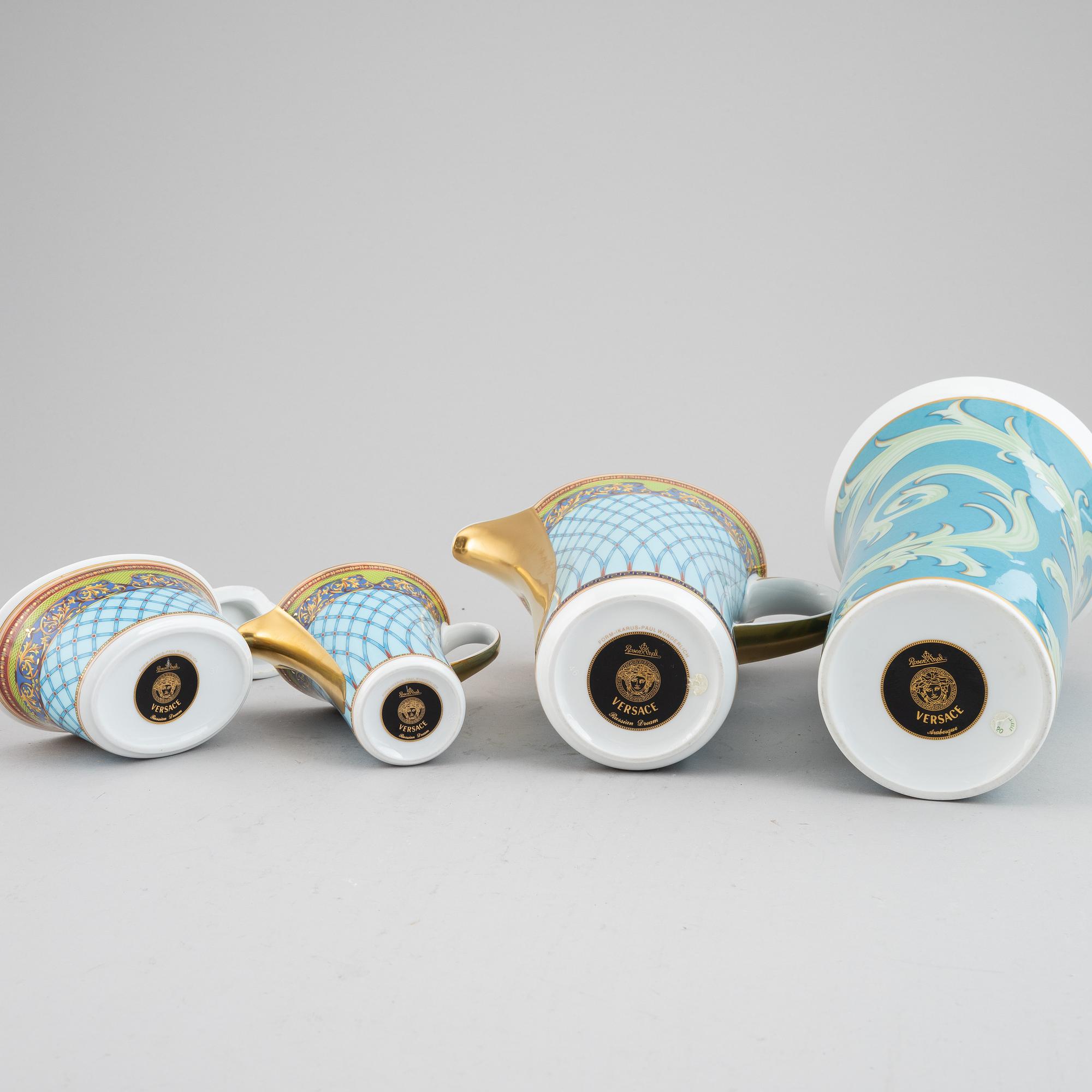 Versace for Rosenthal, 4 pieces. 'Ikarus Russian Dream' and 'Arabesque'.