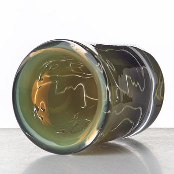 Ingeborg Lundin, an "ariel" glass vase "Faces", Orrefors 1986.