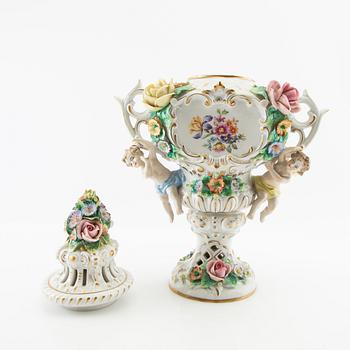 Potpourri urns 2 pcs Louis XV style Sitzendorf Germany first half of the 20th century porcelain.