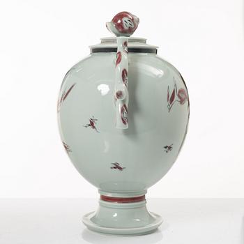 Thorkild Olsen, a porcelain urn with cover, Royal Copenhagen, Denmark, dated 1952.