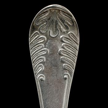 MATSKEDAR, 6 st, silver, Anders M. Bäck, Alingsås, 1850. Vikt 342 g.