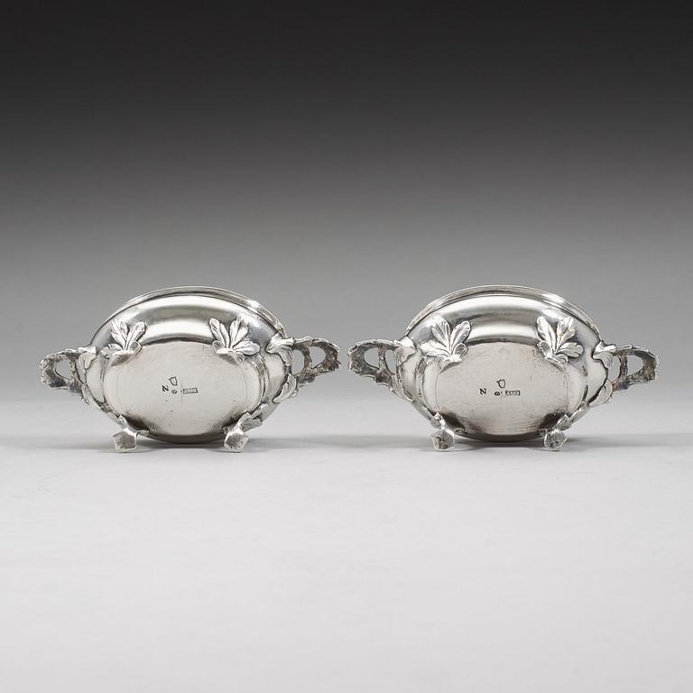 A pair of Swedish 18th century parcel-gilt salts, Erik Niklas Thomé.