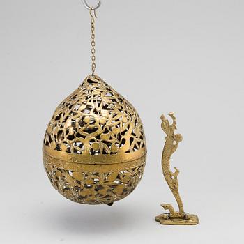 A Chinese bronze perfume ball, first half of the 20th century.