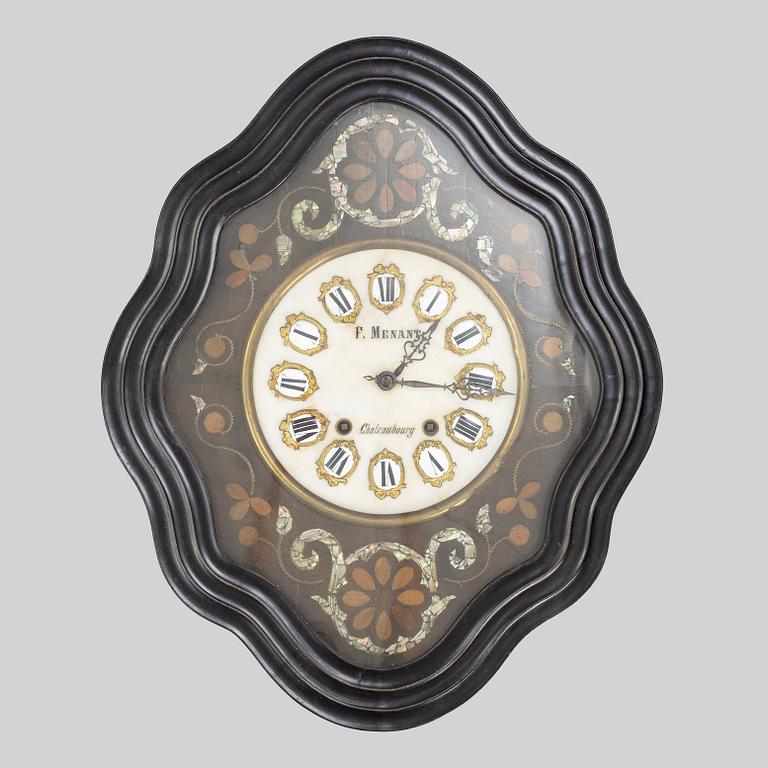 A French wall clock, F. Menant, Chateaubourg, late 19th Century.