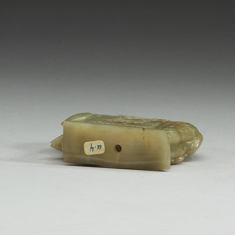 A nephrite figure of an elephant, presumably late Qing dynasty (1644-1912).