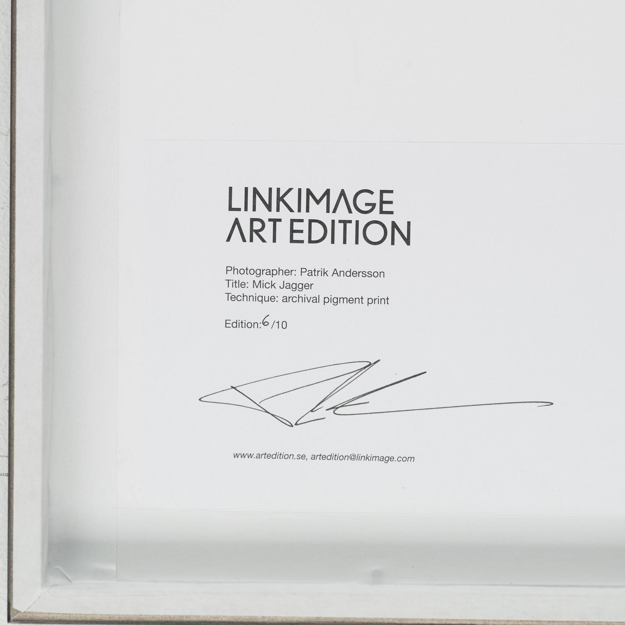 PATRIK ANDERSSON, fotografi signerat och numrerad 6/10 på etikett a tergo.