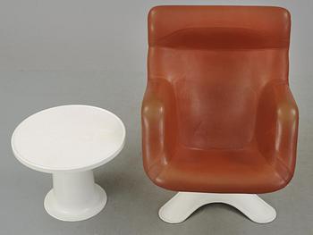 A Yrjö Kukkapuro 'Karuselli' easy chair and a 'Saturnus' table, Haimi, Finland 1960-70's.