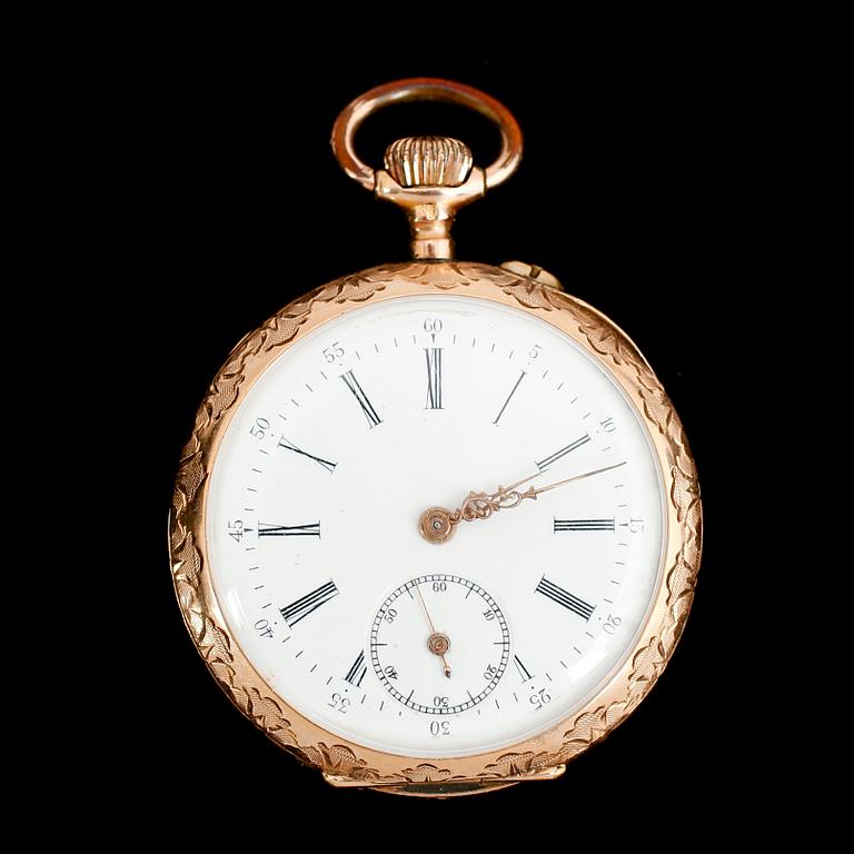 FICKUR, 14 k guld, sekelskiftet 1900.