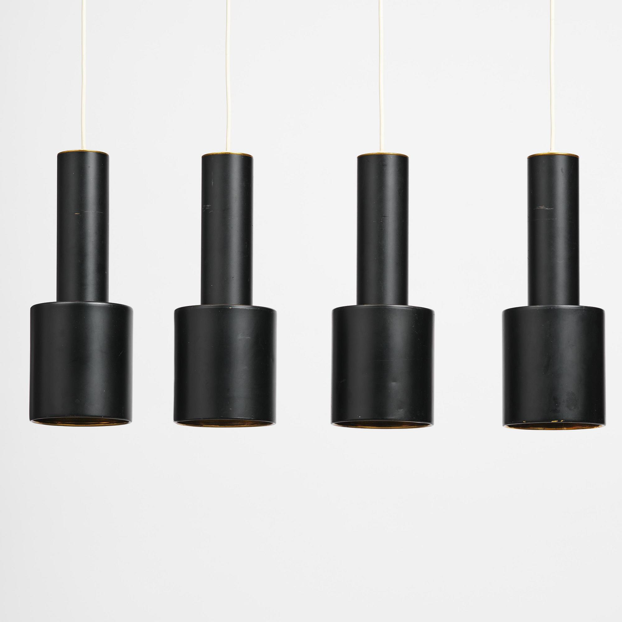 Alvar Aalto, taklampor, fyra stycken, "Hand Grenade" modell "A110", Arnold Wiigs Fabrikker, Norge, 1960-tal.